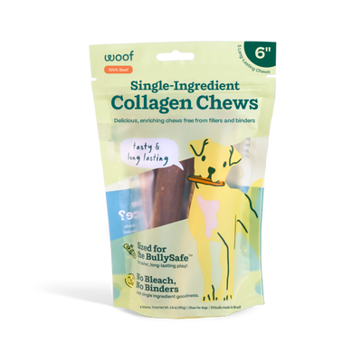 BullySafe Chews - Pure Collagen Beef 6-inch 5 pack Woof