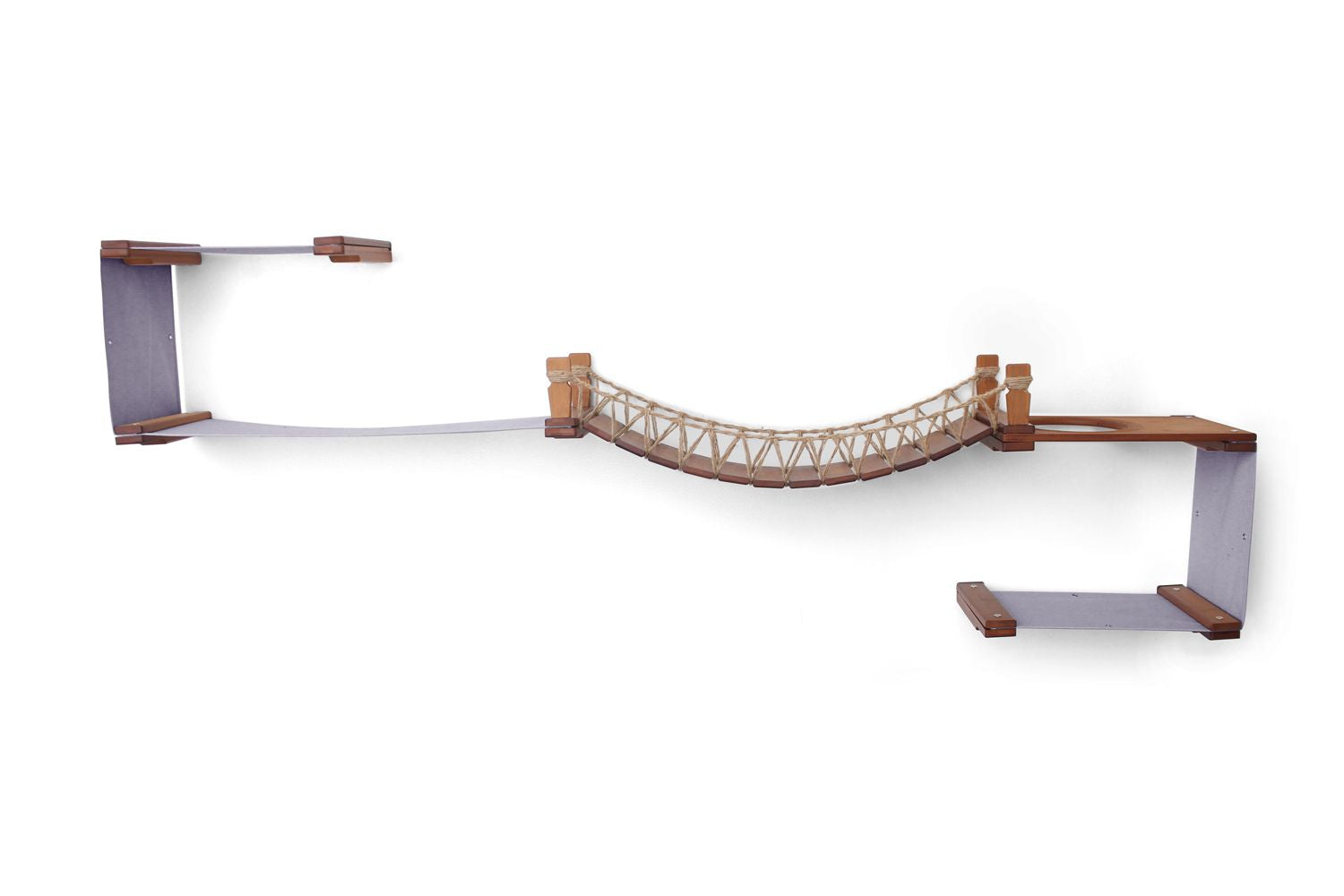 The Canyon - Our Best Cat Tree for Multiple Cats English Chestnut Bamboo Charcoal Gray Canvas Cat Condo Catastrophic Creations