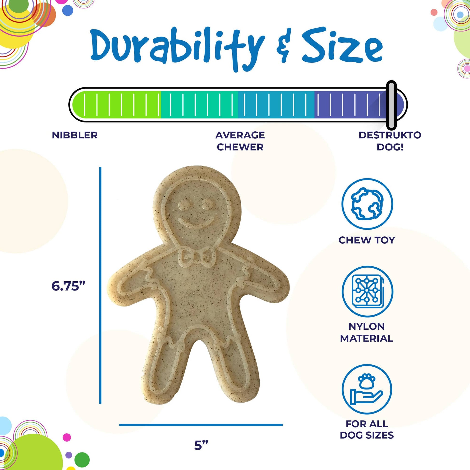 Gingerbread Man Ultra Durable Nylon Dog Chew Toy Nylon Dog Toys SodaPup/True Dogs, LLC