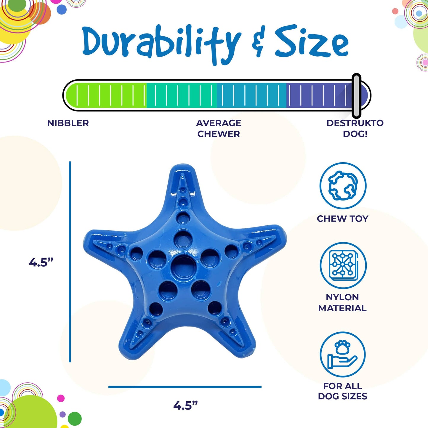 Starfish Nylon Dog Chew Toy for Aggressive Chewers | USA Made | SodaPup Nylon Dog Toys SodaPup/True Dogs, LLC