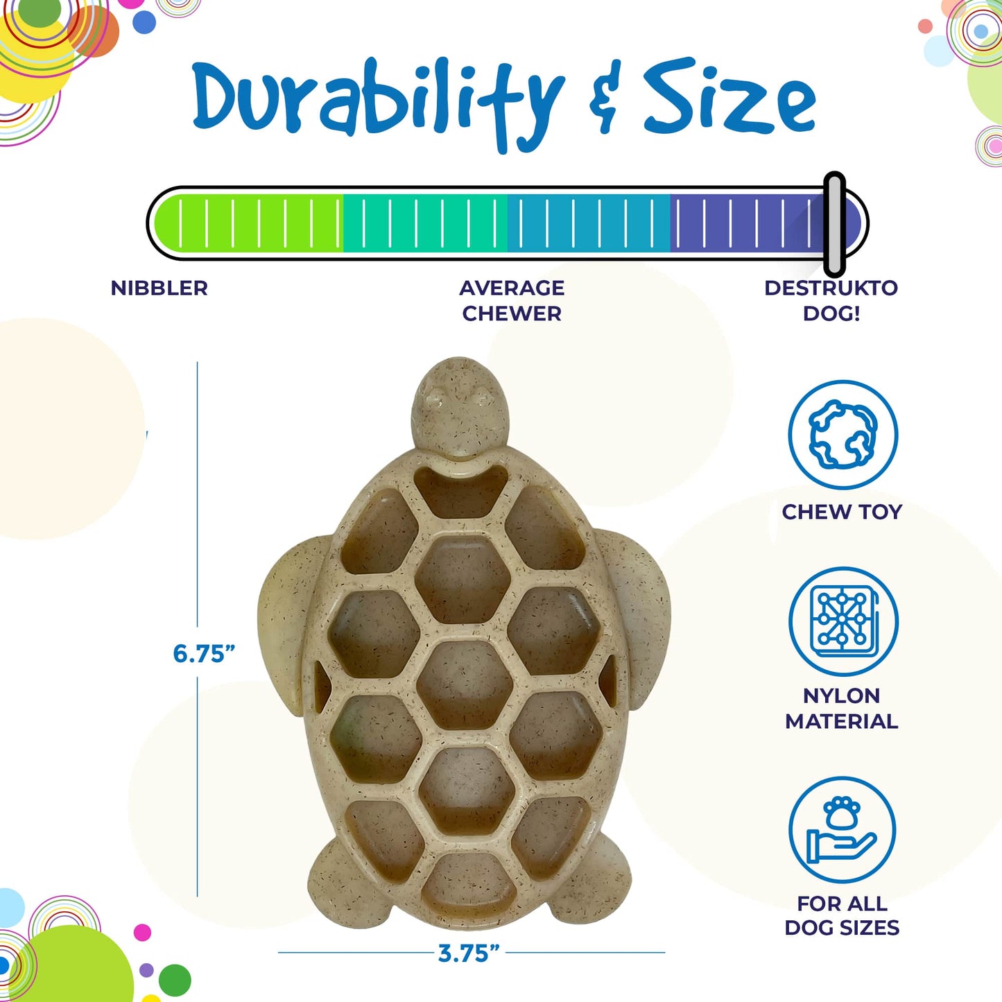 Turtle Nylon Chew Toy - Ultra-Durable Enrichment Toy for Power Chewers USA Nylon Dog Toys SodaPup/True Dogs, LLC