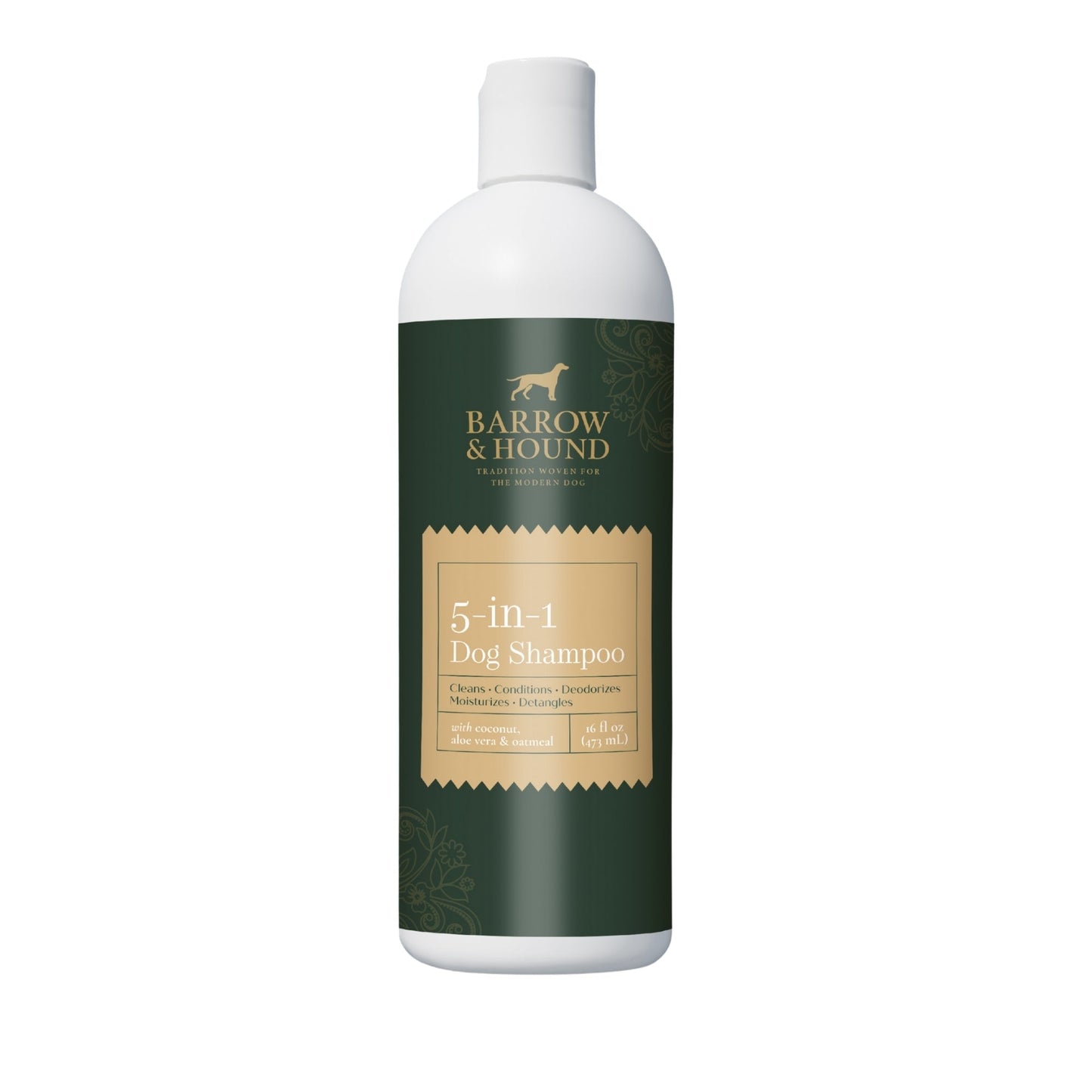 5-in-1 Dog Shampoo – Cleans, Conditions, Deodorizes, Moisturizes & Detangles – with Coconut, Oatmeal & Aloe – for Sensitive Skin – 16 fl oz Shampoo Barrow & Hound