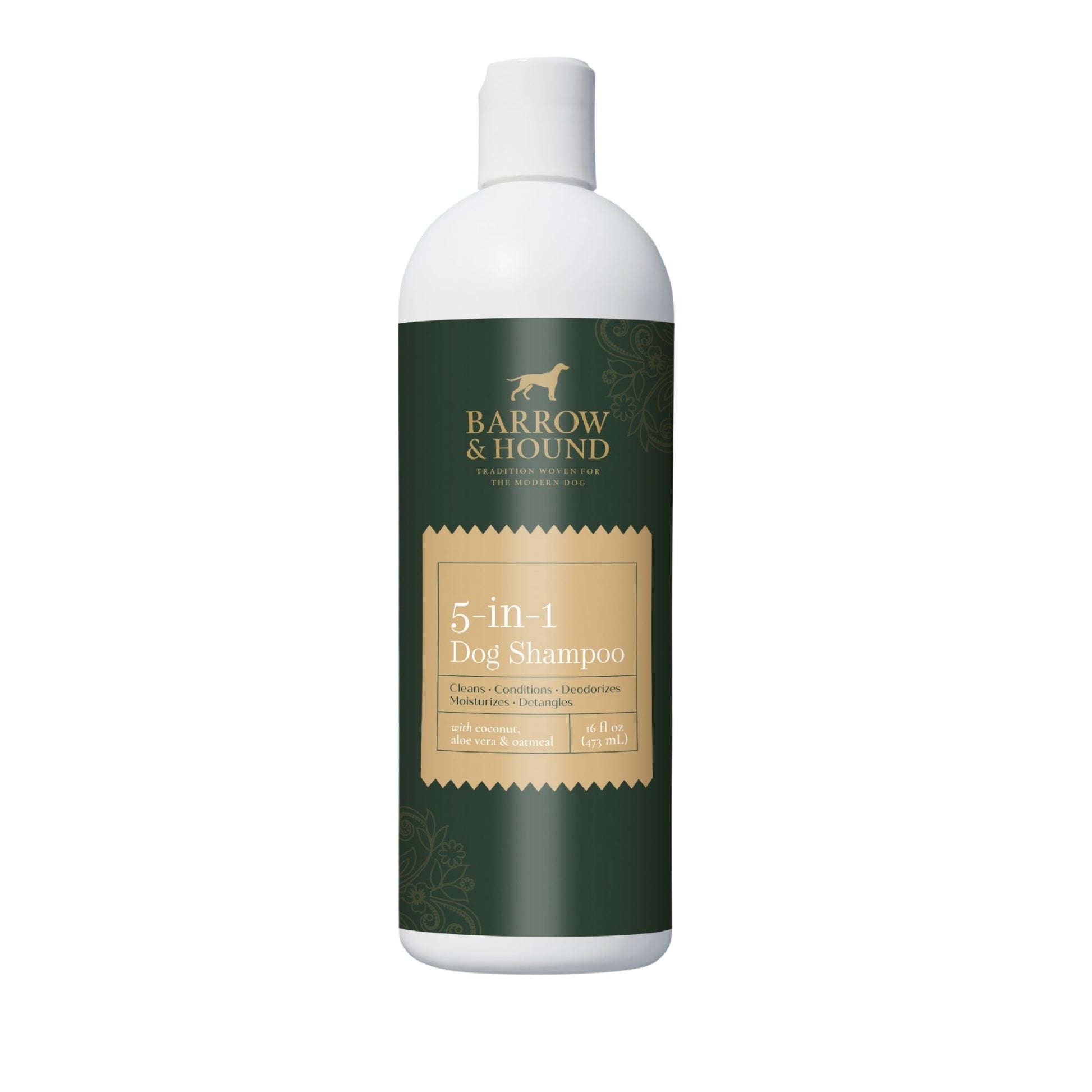 5-in-1 Dog Shampoo – Cleans, Conditions, Deodorizes, Moisturizes & Detangles – with Coconut, Oatmeal & Aloe – for Sensitive Skin – 16 fl oz Shampoo Barrow & Hound