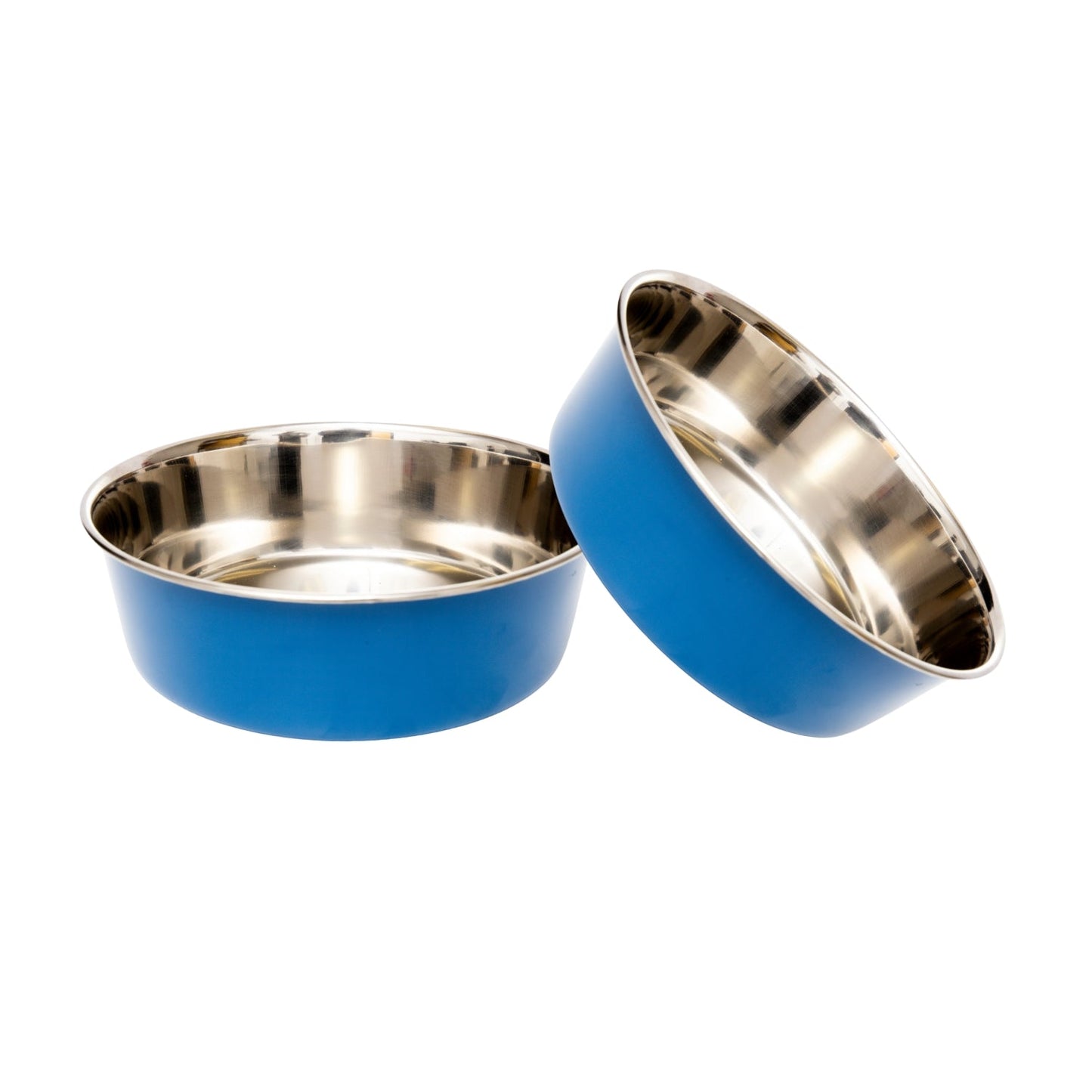 Country Living Set of 2 Heavy Gauge Stainless Steel Dog Bowls - Perfect for Food & Water Blue Bowl American Pet Supplies