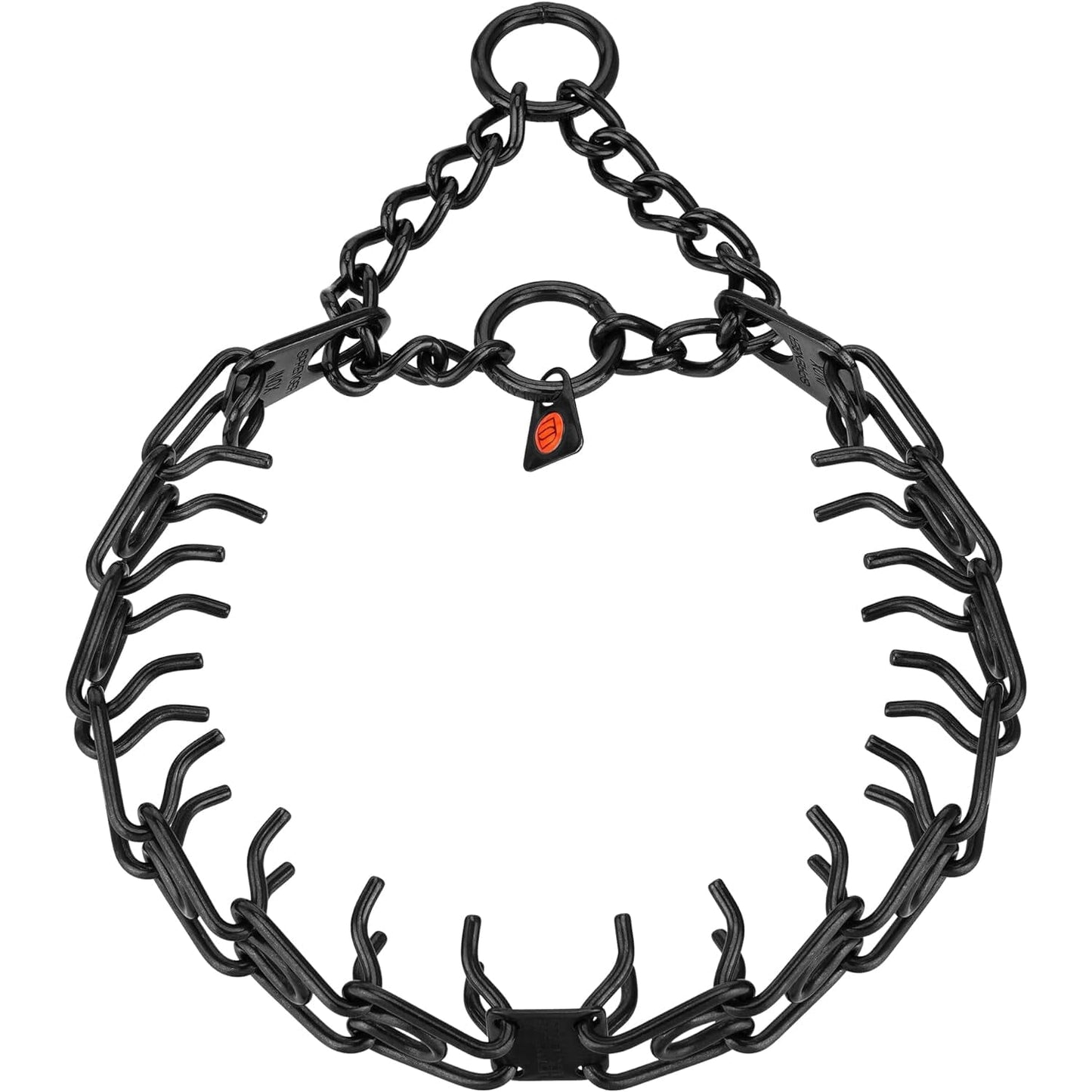 Herm Sprenger - ULTRA-PLUS Training Collar with Center-Plate and Assembly Chain - Short Version – Black Stainless Steel 2 rings Dog Training Collar Dogline