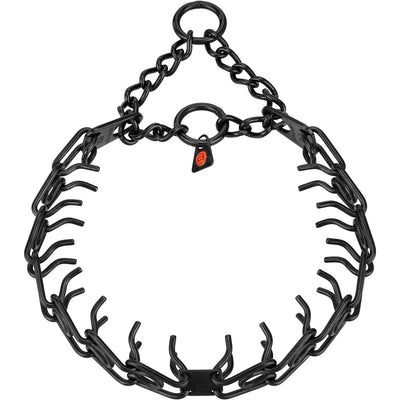 Herm Sprenger - ULTRA-PLUS Training Collar with Center-Plate and Assembly Chain - Short Version – Black Stainless Steel 2 rings Dog Training Collar Dogline