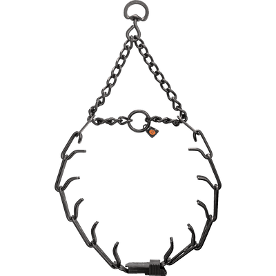 Herm Sprenger - ULTRA-PLUS Training Collar with ClicLock and Assembly Chain - Black Stainless Steel Gauge 4mm x 25" (63cm) Dog Training Collar Dogline