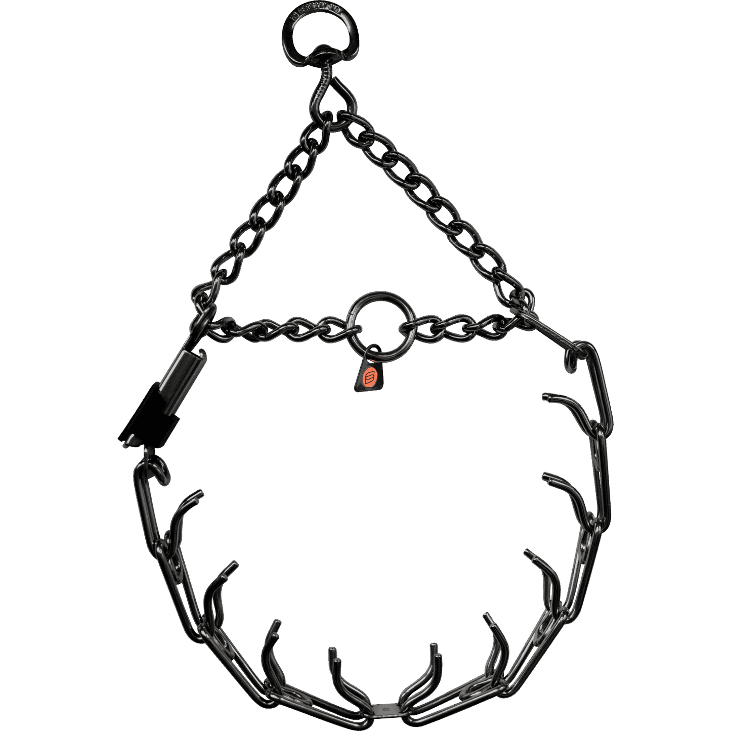 Herm Sprenger - ULTRA-PLUS Training Collar with Center-Plate, Assembly Chain, and ClicLock - Black Stainless Steel Gauge 2.25mm x 16" (41cm) Dog Training Collar Dogline