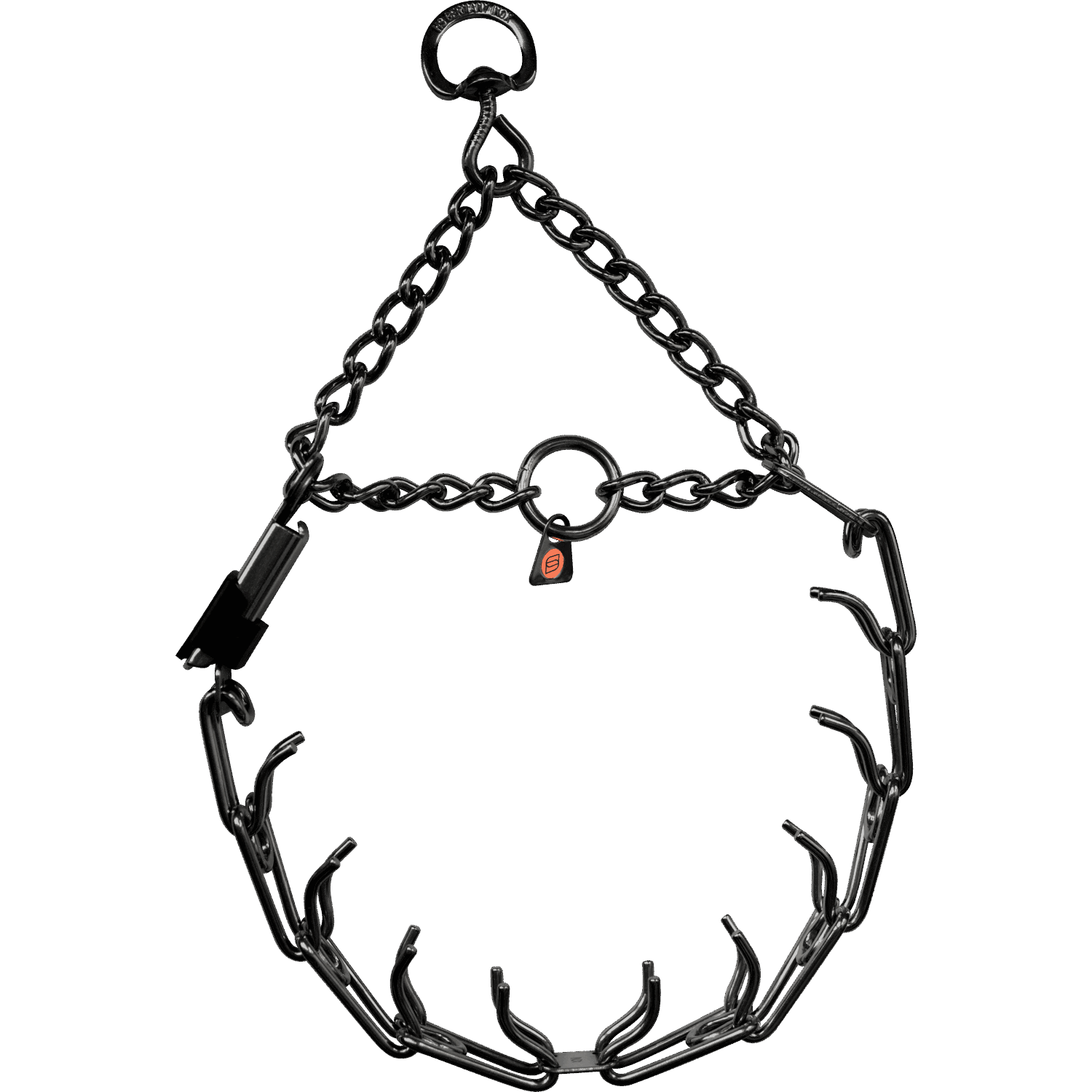 Herm Sprenger - ULTRA-PLUS Training Collar with Center-Plate, Assembly Chain, and ClicLock - Black Stainless Steel Gauge 2.25mm x 16" (41cm) Dog Training Collar Dogline