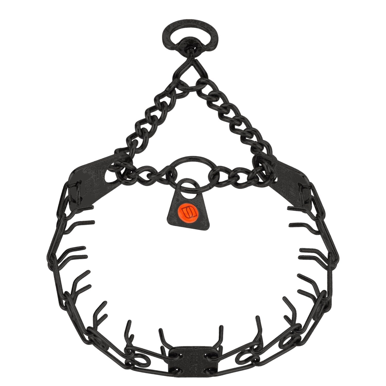 Herm Sprenger - MICRO-PLUS Training Collar with Center-Plate and Assembly Chain – Black Stainless Steel 1 ring and 1 swivel Customizable Dog Training Collar Dogline