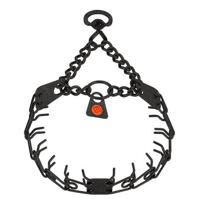 Herm Sprenger - MICRO-PLUS Training Collar with Center-Plate and Assembly Chain – Black Stainless Steel 1 ring and 1 swivel Customizable Dog Training Collar Dogline