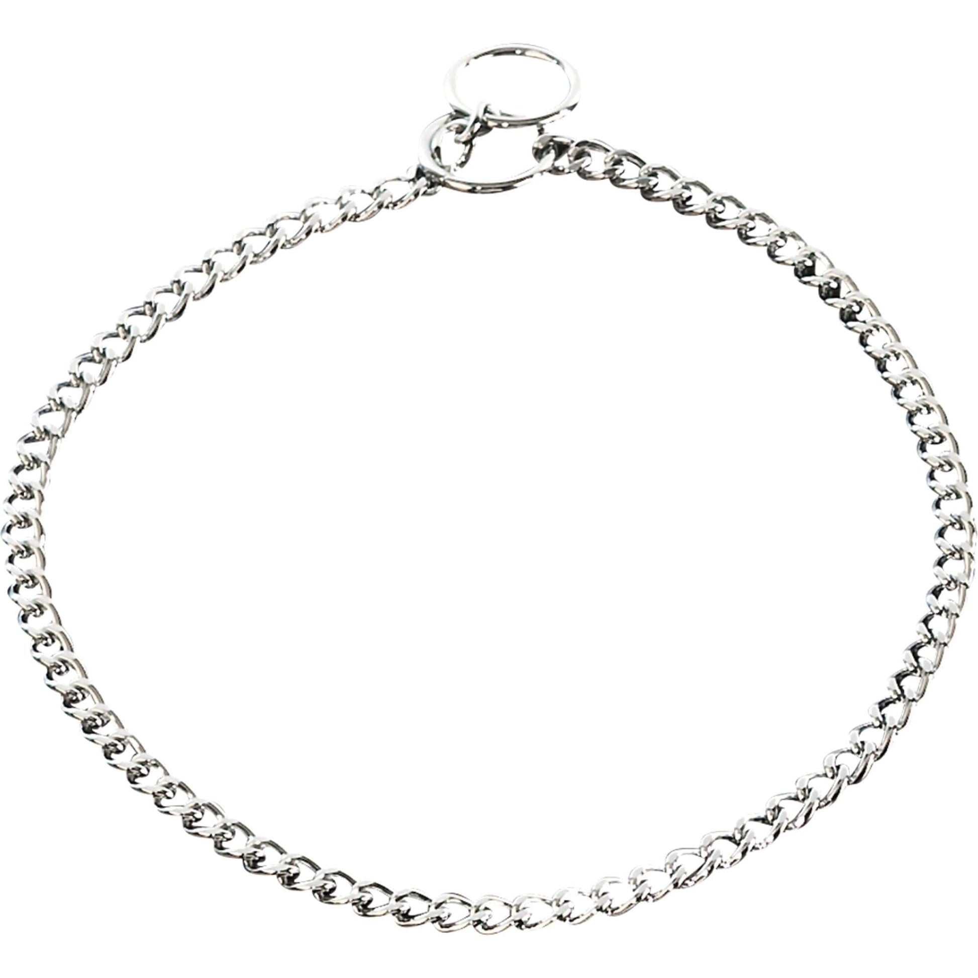 Herm Sprenger - Choke Chain Collar - Short Flat Polished Links - Chrome, 1.5 mm Gauge 1.5mm x 22" (55cm) Dog Training Collar Dogline