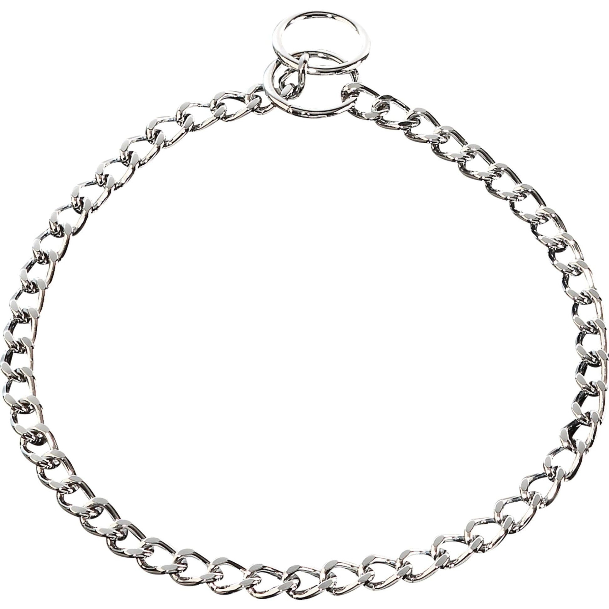 Herm Sprenger - Choke Chain Collar - Flat Polished Links - Chrome, 2.5 mm Gauge 2.5 mm x 28" (70cm) Dog Training Collar Dogline