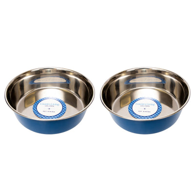 Country Living Set of 2 Heavy Gauge Stainless Steel Dog Bowls - Perfect for Food & Water Bowl American Pet Supplies