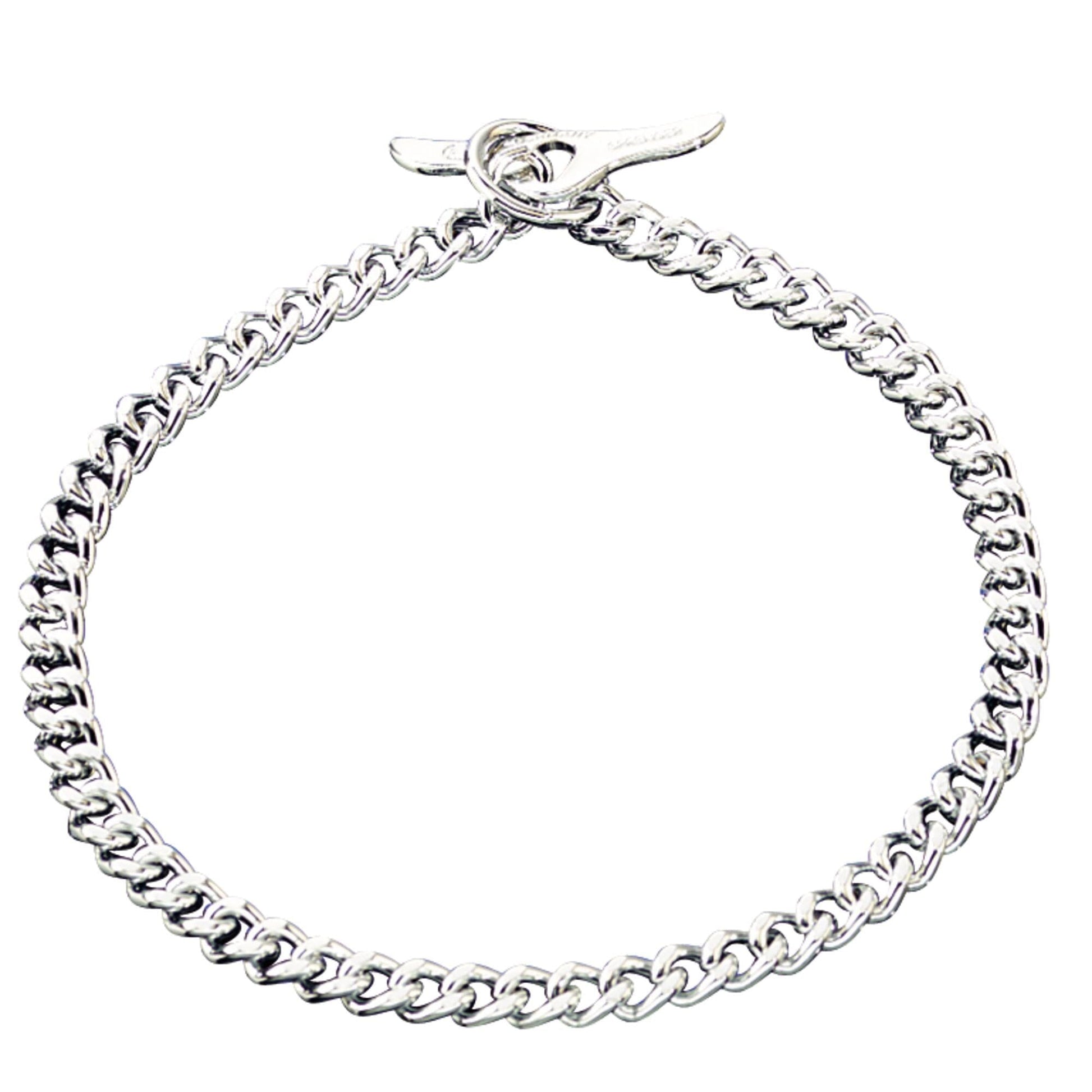 Herm Sprenger - Chain Collar with Toggle-Closure - Flat Polished, Narrow Links - Chrome, 3 mm Dog Training Collar Dogline
