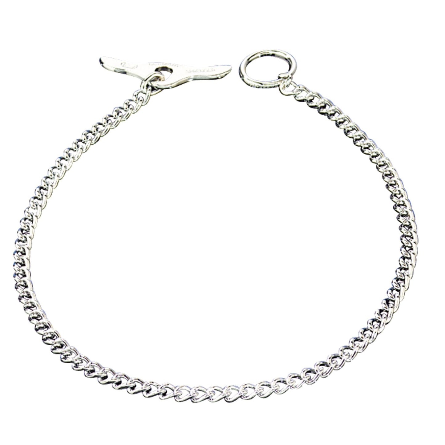 Herm Sprenger - Chain Collar with Toggle-Closure - Round Links - Chrome, 2 mm Collars, Choke Chain Dog Collars Dogline