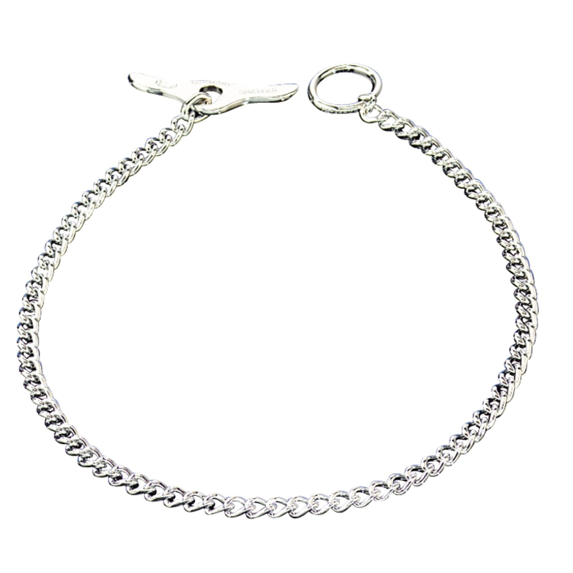 Herm Sprenger - Chain Collar with Toggle-Closure - Round Links - Chrome, 2 mm Collars, Choke Chain Dog Collars Dogline
