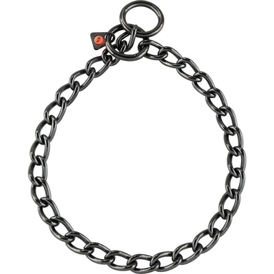Herm Sprenger - Slide Chain Collar - Short Links - Black Stainless Steel, 4 mm Dog Training Collar Dogline