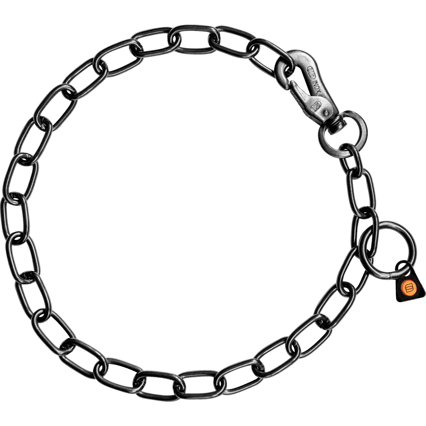 Herm Sprenger - Chain Collar with SPRENGER hook - Medium Links - Black Stainless Steel, 3 mm Gauge 3mm x 26" (65cm) Dog Training Collar Dogline