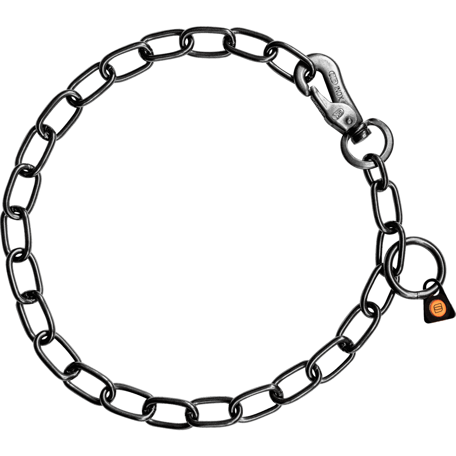 Herm Sprenger - Chain Collar with SPRENGER hook - Medium Links - Black Stainless Steel, 3 mm Gauge 3mm x 26" (65cm) Dog Training Collar Dogline