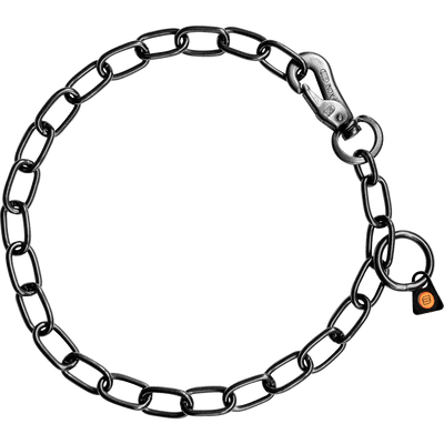 Herm Sprenger - Chain Collar with SPRENGER hook - Medium Links - Black Stainless Steel, 3 mm Gauge 3mm x 26" (65cm) Dog Training Collar Dogline