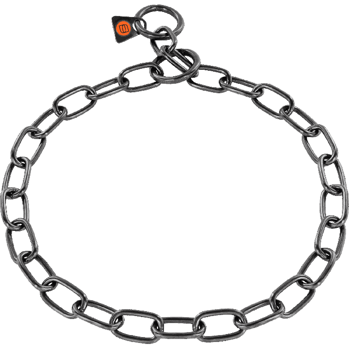 Herm Sprenger - Short Link Fur Saver Collar - Black Stainless Steel Collars, Choke Chain Dog Collars Dogline