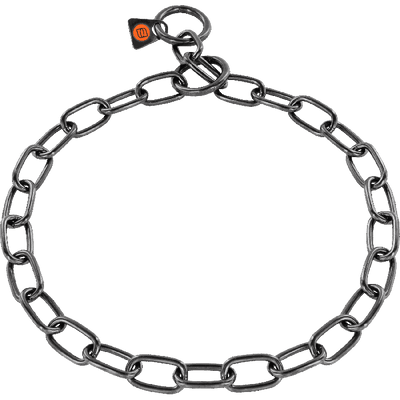 Herm Sprenger - Short Link Fur Saver Collar - Black Stainless Steel Collars, Choke Chain Dog Collars Dogline