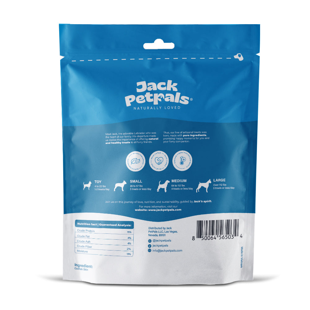 Jack PetPals Seafood Feast Codfish Skin Treat Chews (6oz) Dog Treats American Pet Supplies