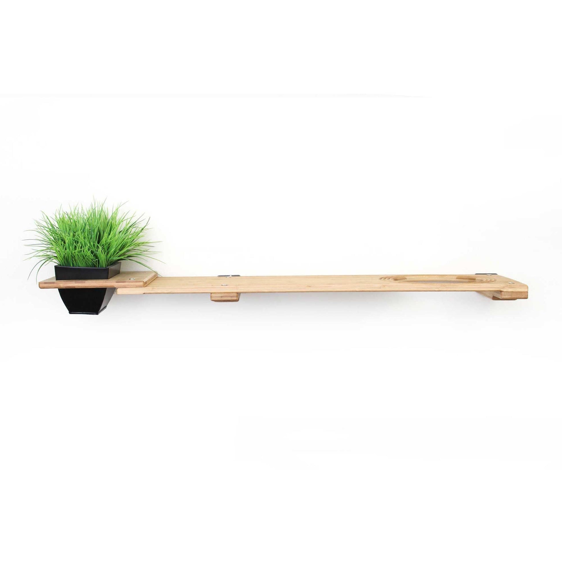 Cat Plant Stand for Wall Natural Bamboo 34" Slotted Escape Hatch Cat shelves/bed Catastrophic Creations