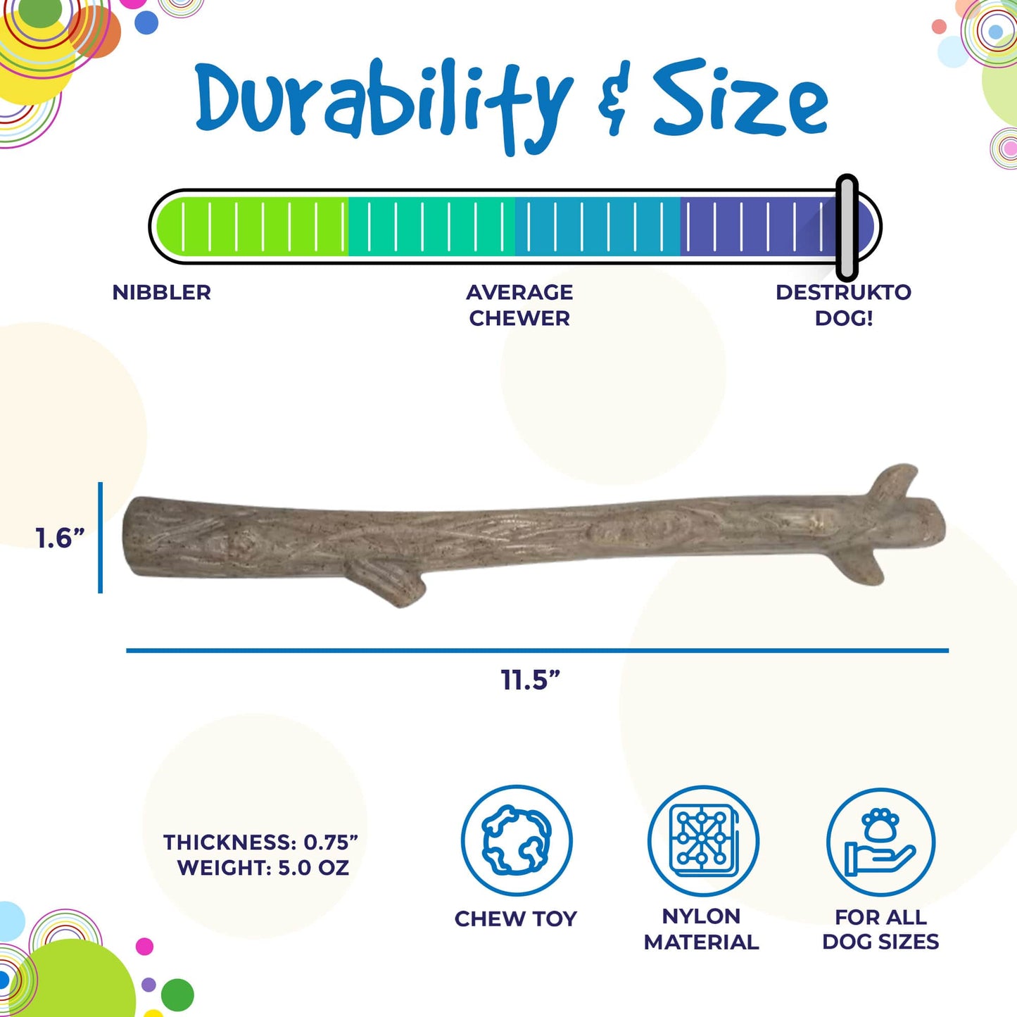 Durable Nylon Chew Stick for Power Chewers | Indestructible Dog Toy USA Nylon Dog Toys SodaPup/True Dogs, LLC