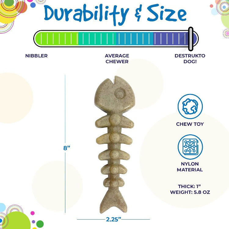 Fish Bone Nylon Dog Toy for Aggressive Chewers | USA Made | SodaPup Nylon Dog Toys SodaPup/True Dogs, LLC