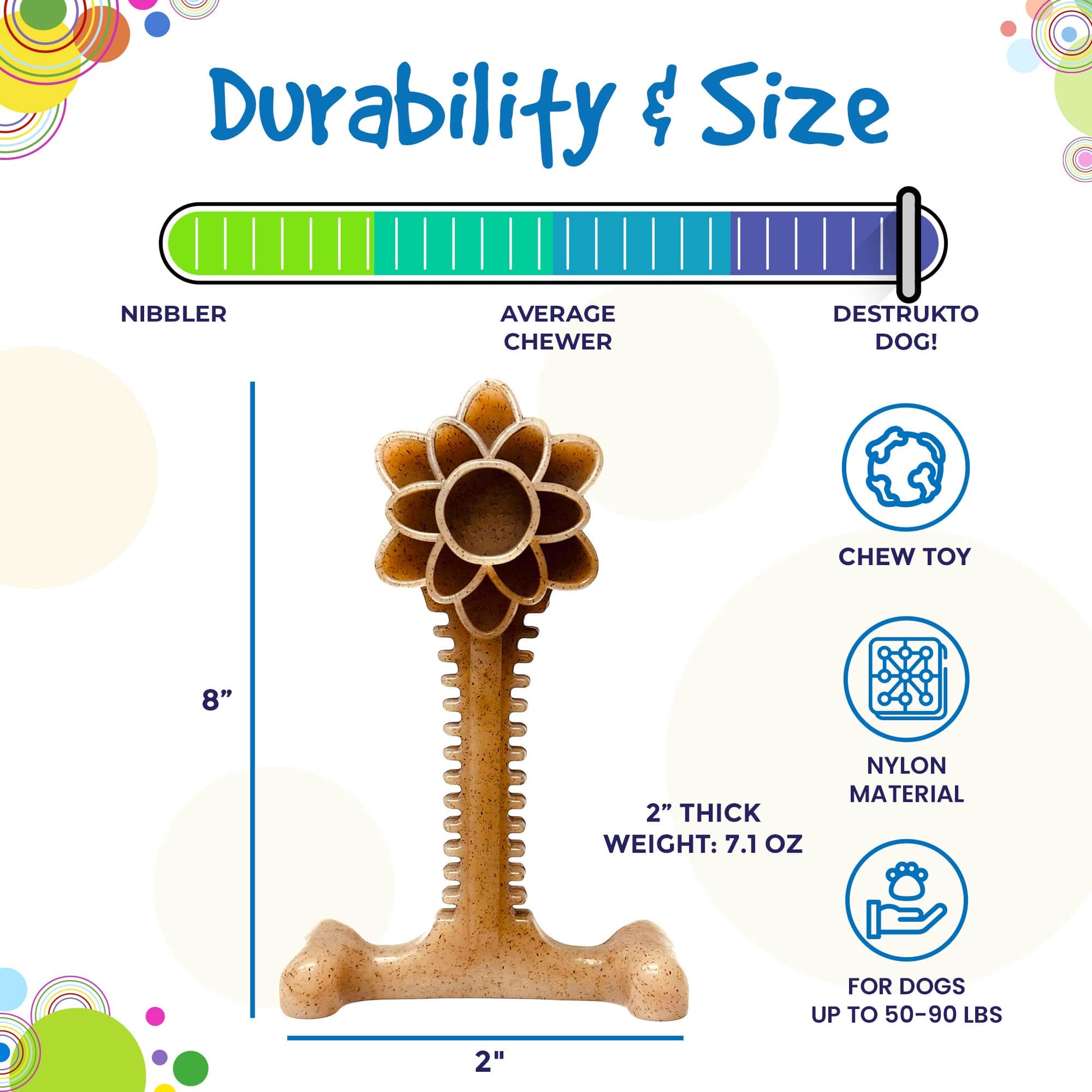Honey Bone Dental Flower Tower - Indestructible Nylon Dog Chew Toy XL | USA Nylon Dog Toys SodaPup/True Dogs, LLC