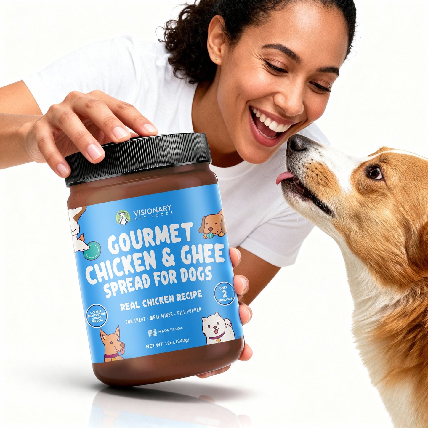 Chicken & Ghee Dog Meat Spread – High-Protein, Low-Carb Keto Treat | 12oz Jar Dog Treat Visionary Pet Foods