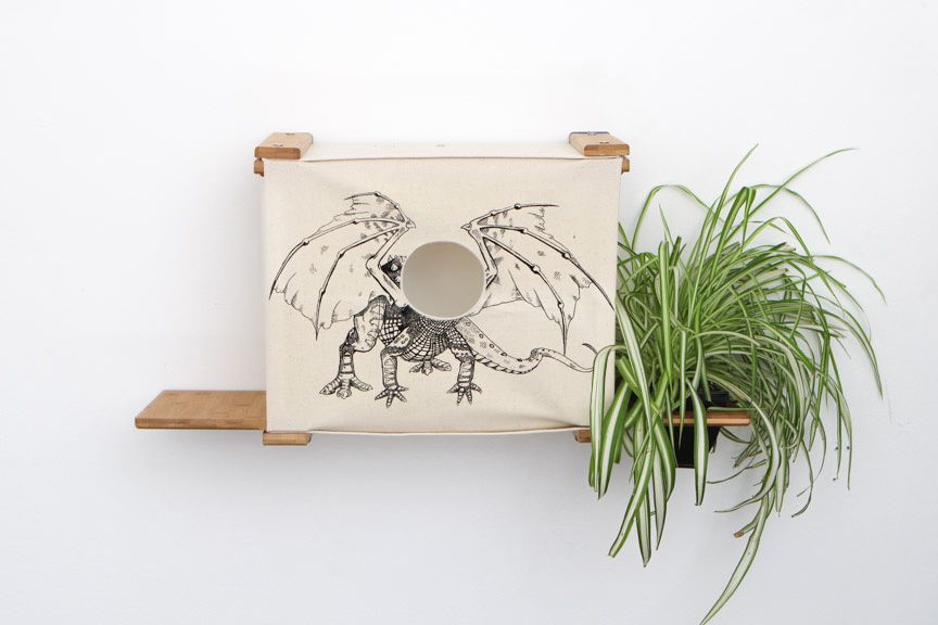 Deluxe Cat Cubby Bed Natural Bamboo Baby Dragon Planter Catastrophic Creations