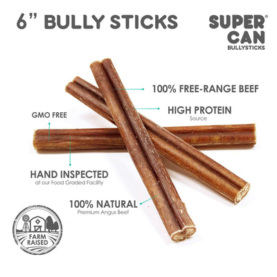 6" Standard Bully Sticks (25-Pack) SuperCan Bully Sticks