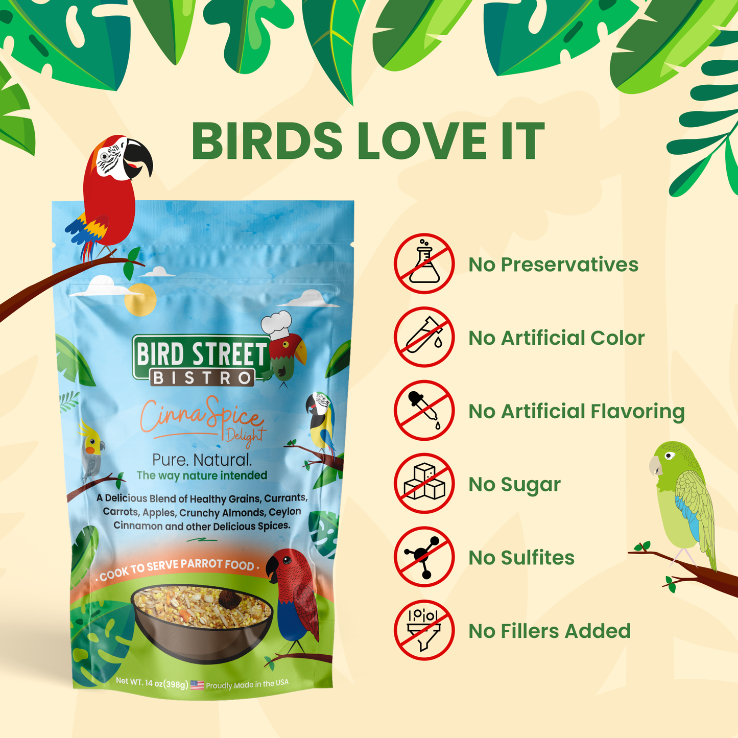 Cinnaspice Delight Parrot Food Bird Street Bistro