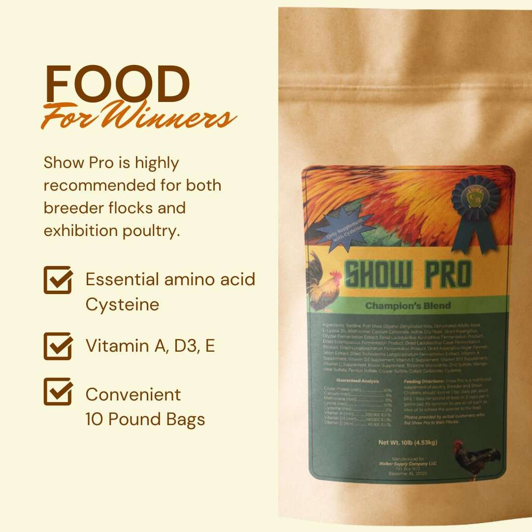 Show Pro Poultry Supplement, 10LB Bag - Boosts Health & Performance for Breeders, Exhibitors Quailkeeper Quailz.com by Undique LLC
