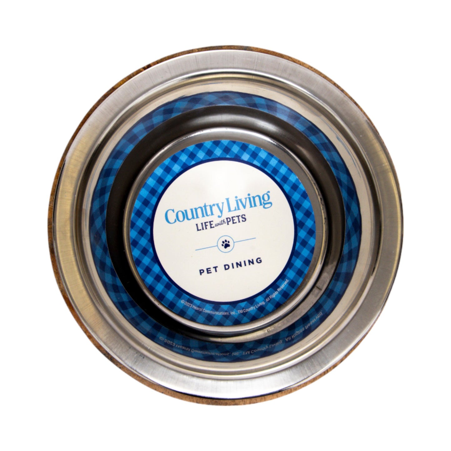 Country Living Stainless Steel Dog Bowl with Cylindrical Mango Wood Holder Mangowood Bowls American Pet Supplies