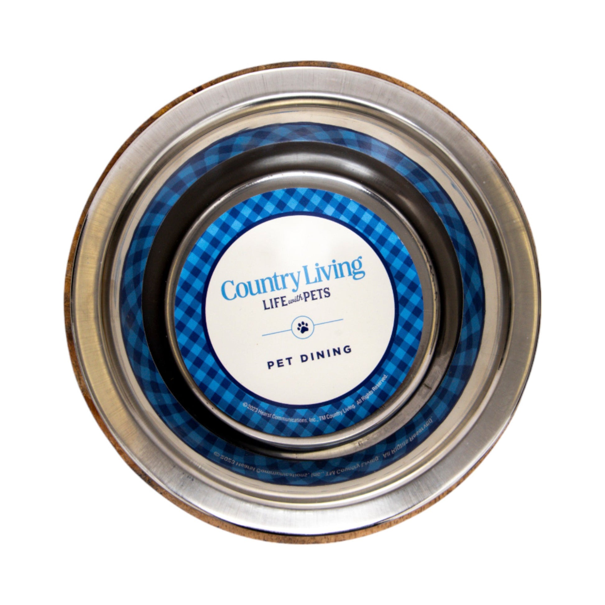 Country Living Stainless Steel Dog Bowl with Cylindrical Mango Wood Holder Mangowood Bowls American Pet Supplies