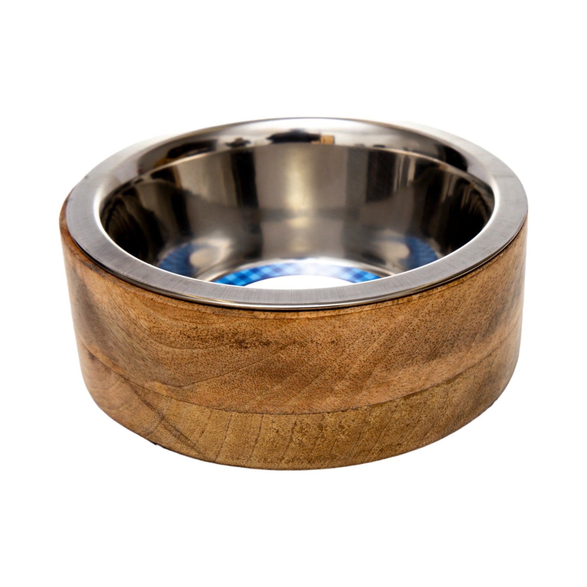 Country Living Stainless Steel Dog Bowl with Cylindrical Mango Wood Holder Mangowood Bowls American Pet Supplies