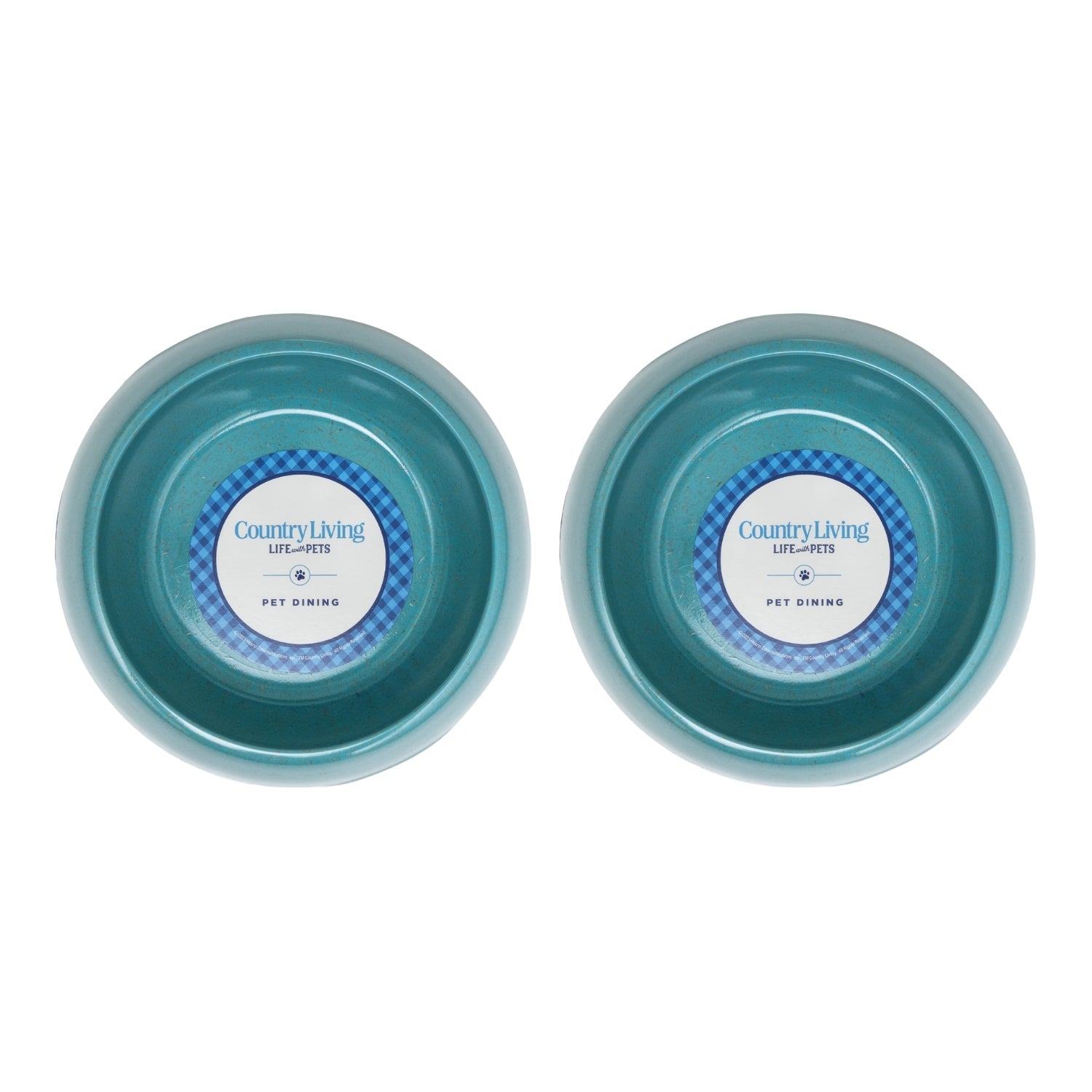 Country Living Set of 2 Natural Fiber Dog Bowls – Teal Blue Bamboo Bowls American Pet Supplies