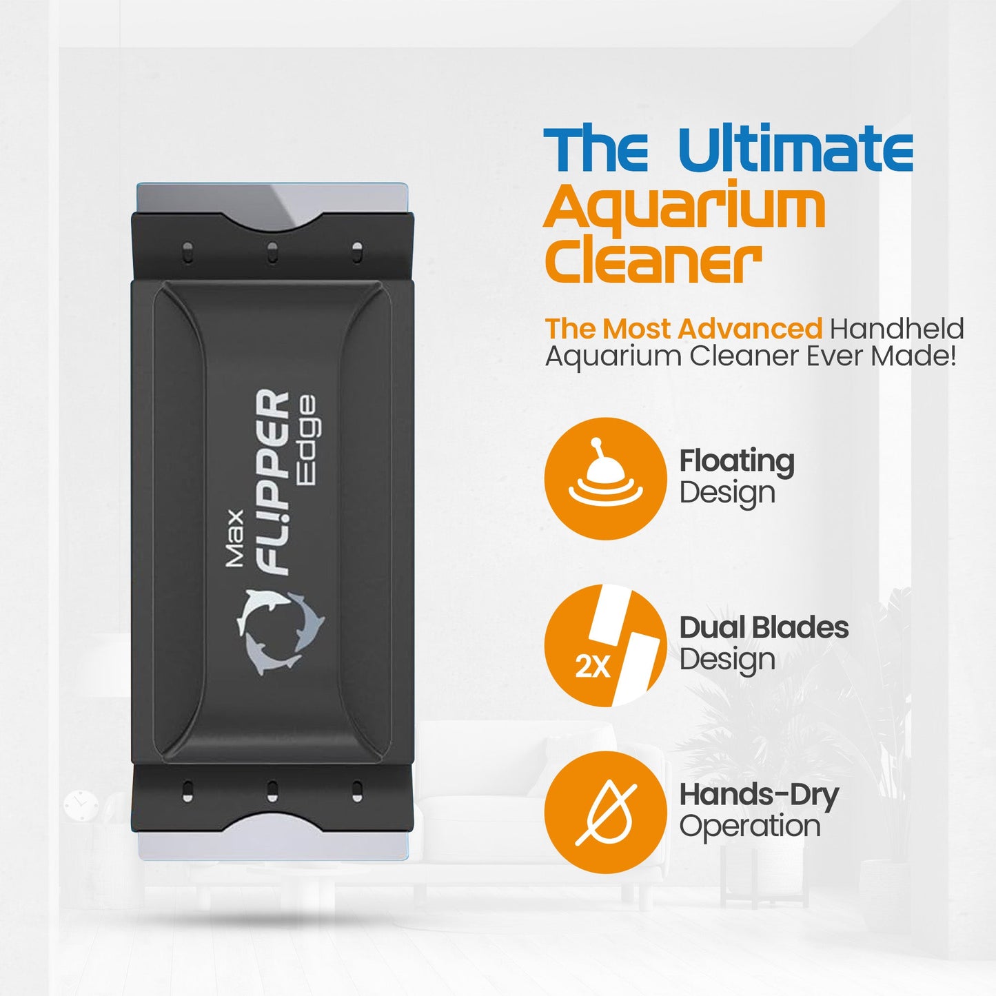 Flipper Edge 2 in 1 Floating Magnetic Aquarium Algae Cleaner (MAX) Aquarium Cleaning Supplies Flipper Aquarium Products