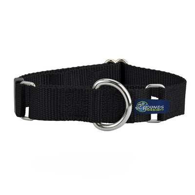 5/8″ and 1″ Black Nylon Martingale Dog Collar Martingale Dog Collar 2 Hounds Design
