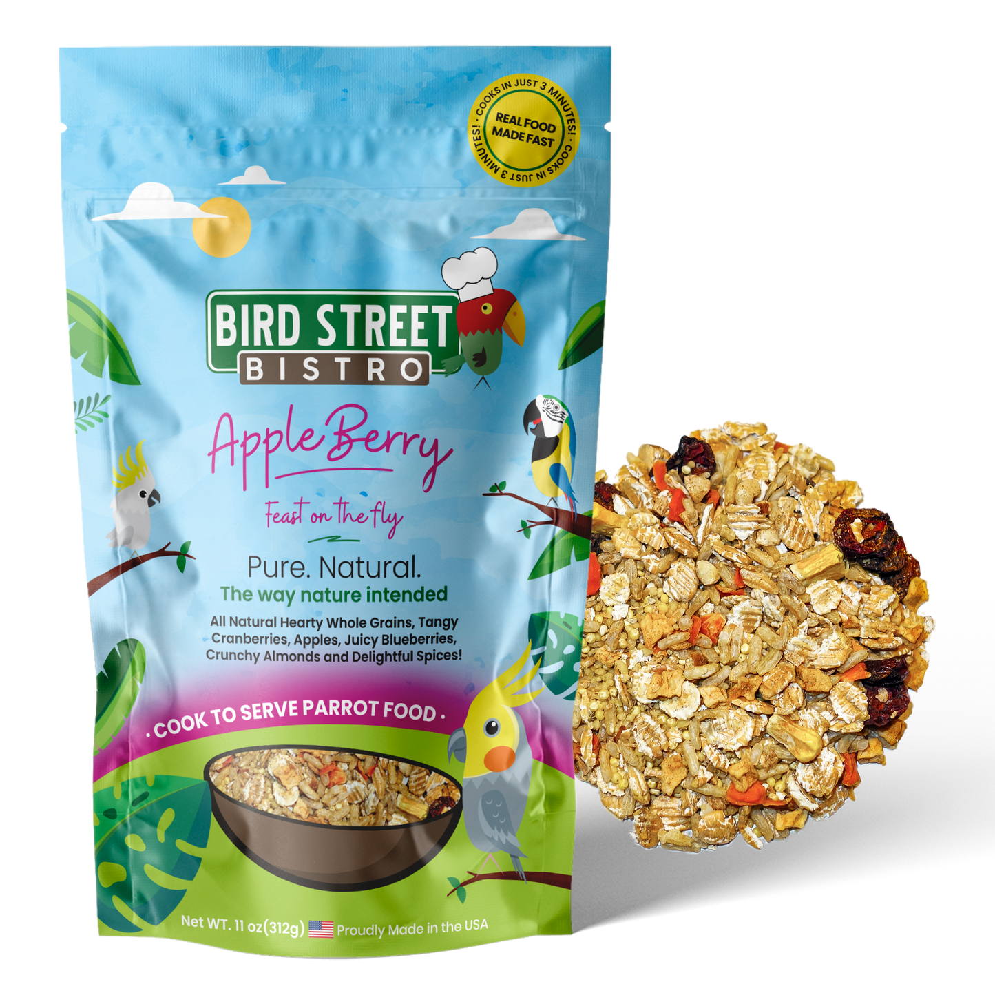 AppleBerry- Feast on the Fly 11 oz Parrot Food Bird Street Bistro
