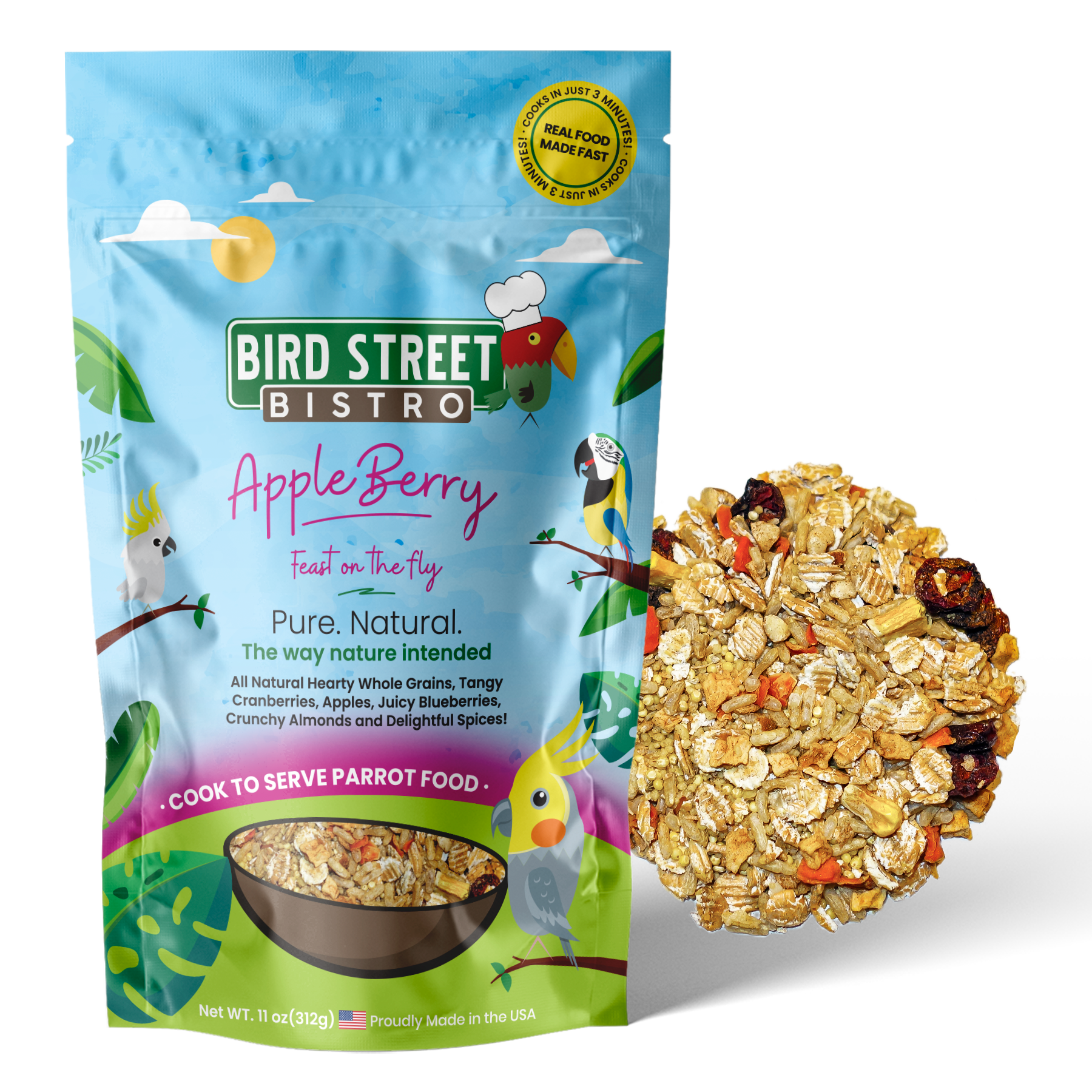 AppleBerry- Feast on the Fly 11 oz Parrot Food Bird Street Bistro