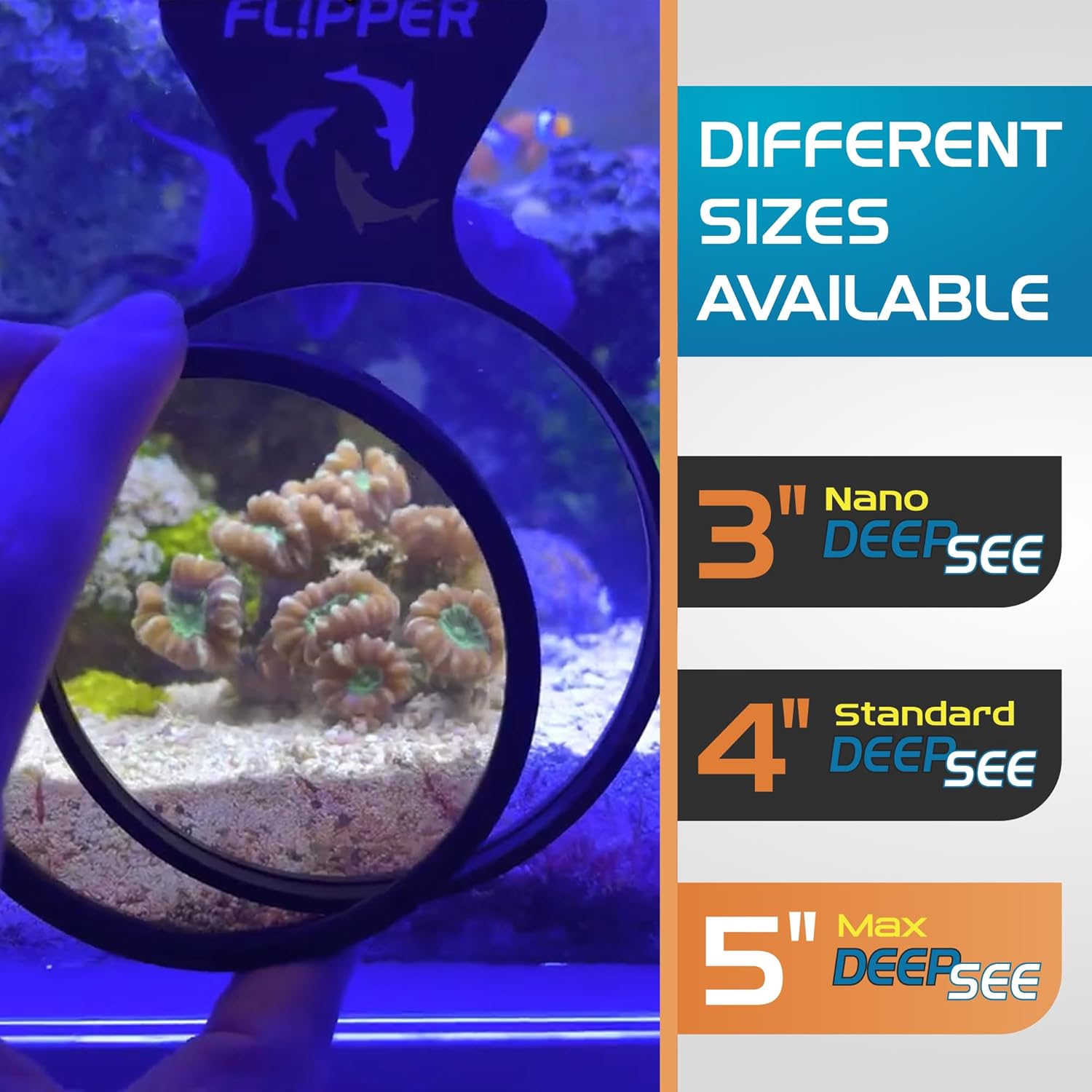DeepSee Viewer Black Max 5" - Orange Filter Aquarium Viewer Flipper Aquarium Products