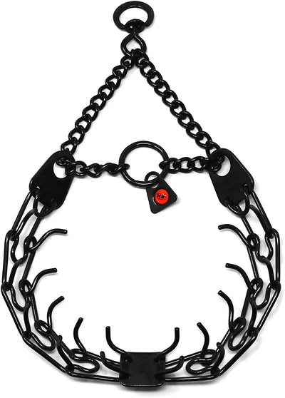 Herm Sprenger Black Stainless Steel Prong Dog Training Collar with Swivel 25in (63cm) x 4mm Dog Training Collar Dogline