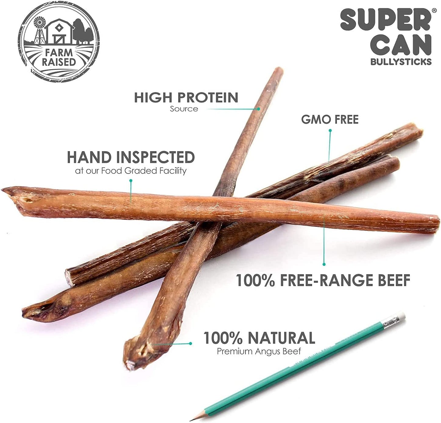 12" Standard Bully Sticks 20 pcs SuperCan Bully Sticks