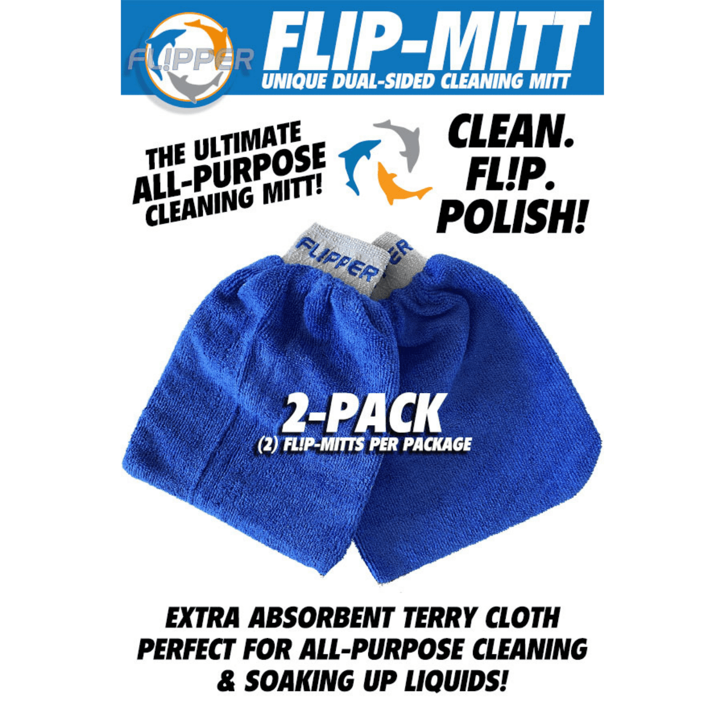 Flipper 2-in-1 Microfiber Aquarium Cleaning Mitt 2 Pack Flipper Accessories Flipper Aquarium Products