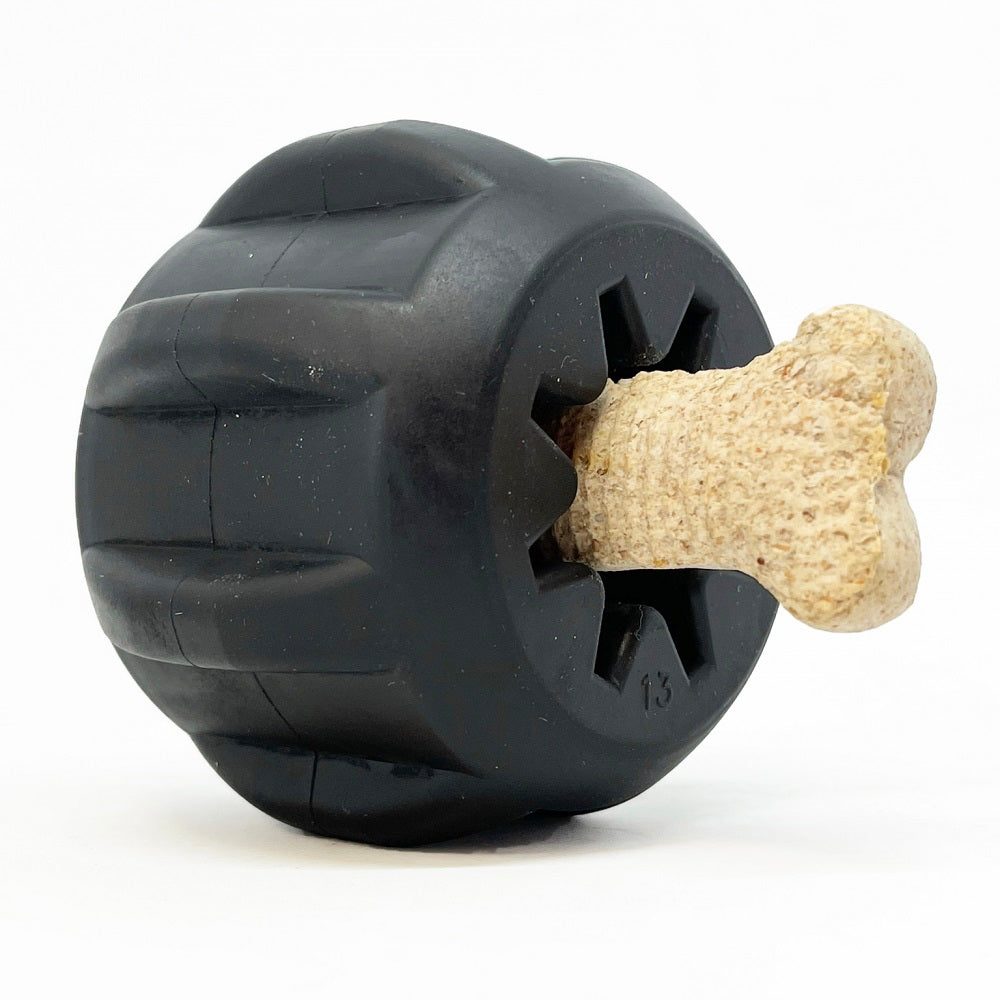 Gear eDispener Durable Rubber Treat Holder and Chew Toy LARGE GEAR TOY - BLACK Rubber Dog Toys SodaPup/True Dogs, LLC